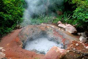 Persisting volcanic activity is seen in features such as this mini-volcano.